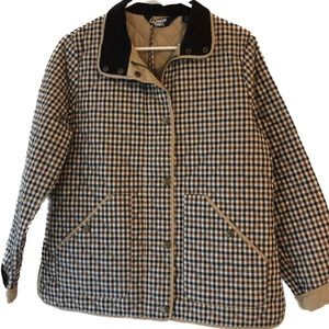 NWT Lands Ends Brown and Blue checkered riding jacket